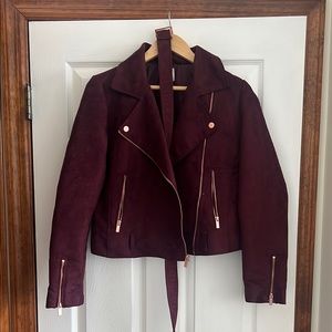 LC Lauren Conrad Red Leather Moto Jacket